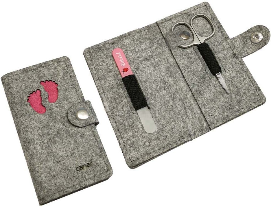 Canal Maniküre-Etui aus Filz Babyrosa Grau 2-teilig