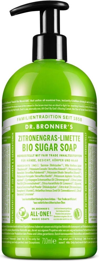 Dr. Bronner's Bio Sugar Soap Zitronengras-Limette 710 ml