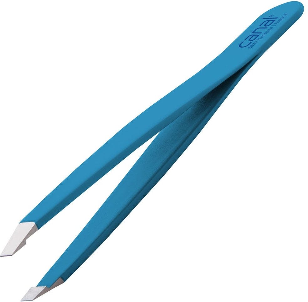 Canal Haarpinzette gerade blau rostfrei 95 mm