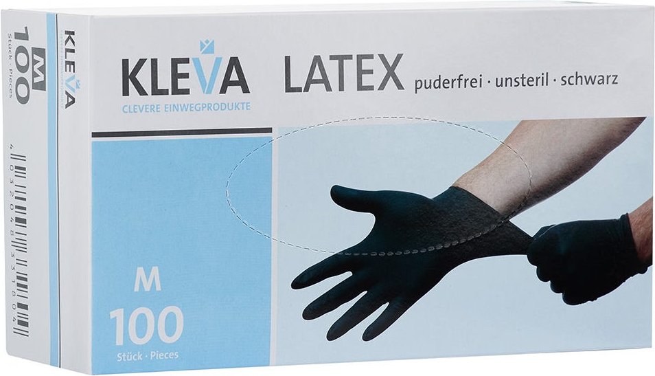 Kleva Latex-Handschuhe Größe M Schwarz 100 Stück