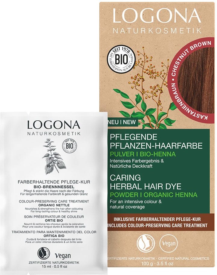 LOGONA Pflanzen-Haarfarbe Pulver Kastanienbraun 100 ml