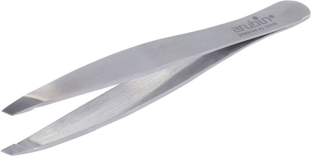 Canal Pinzette schräg mit Nagelhautschieber silber