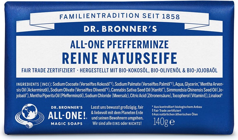 Dr. Bronner's Reine Naturseife Pfefferminze 140 g