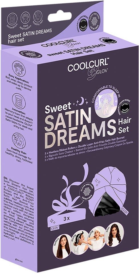 GLOV COOLCURL Sweet Dreams Satin Set - Black