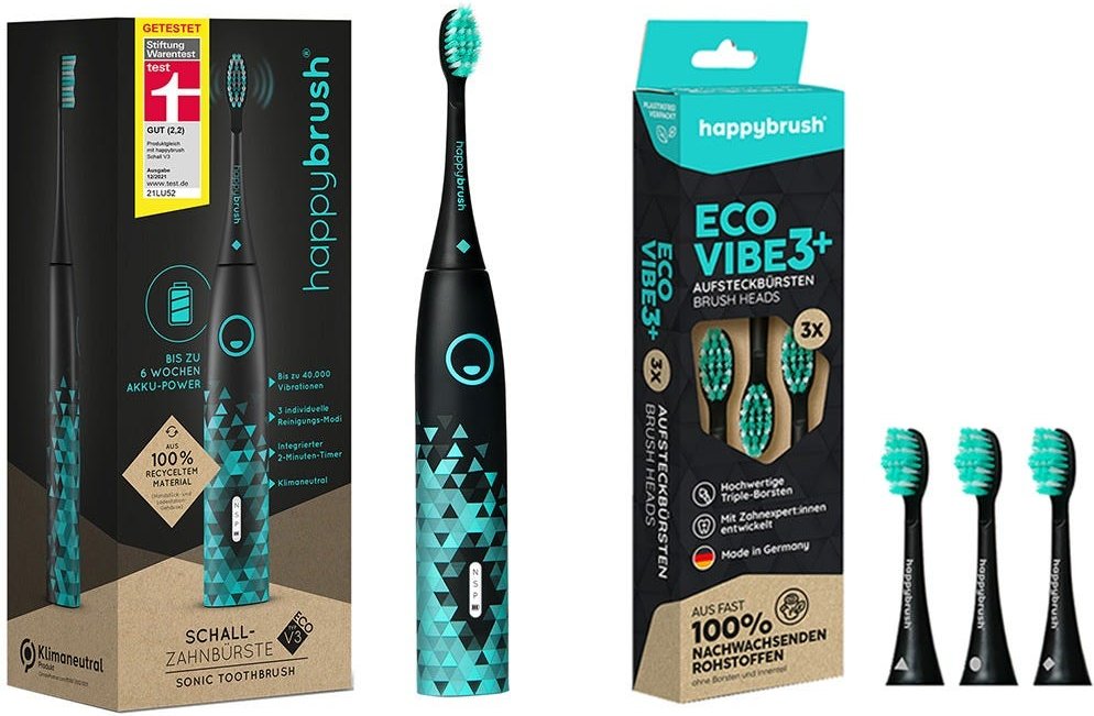 Happybrush ECO Vibe 3 Black/Mint Bundle