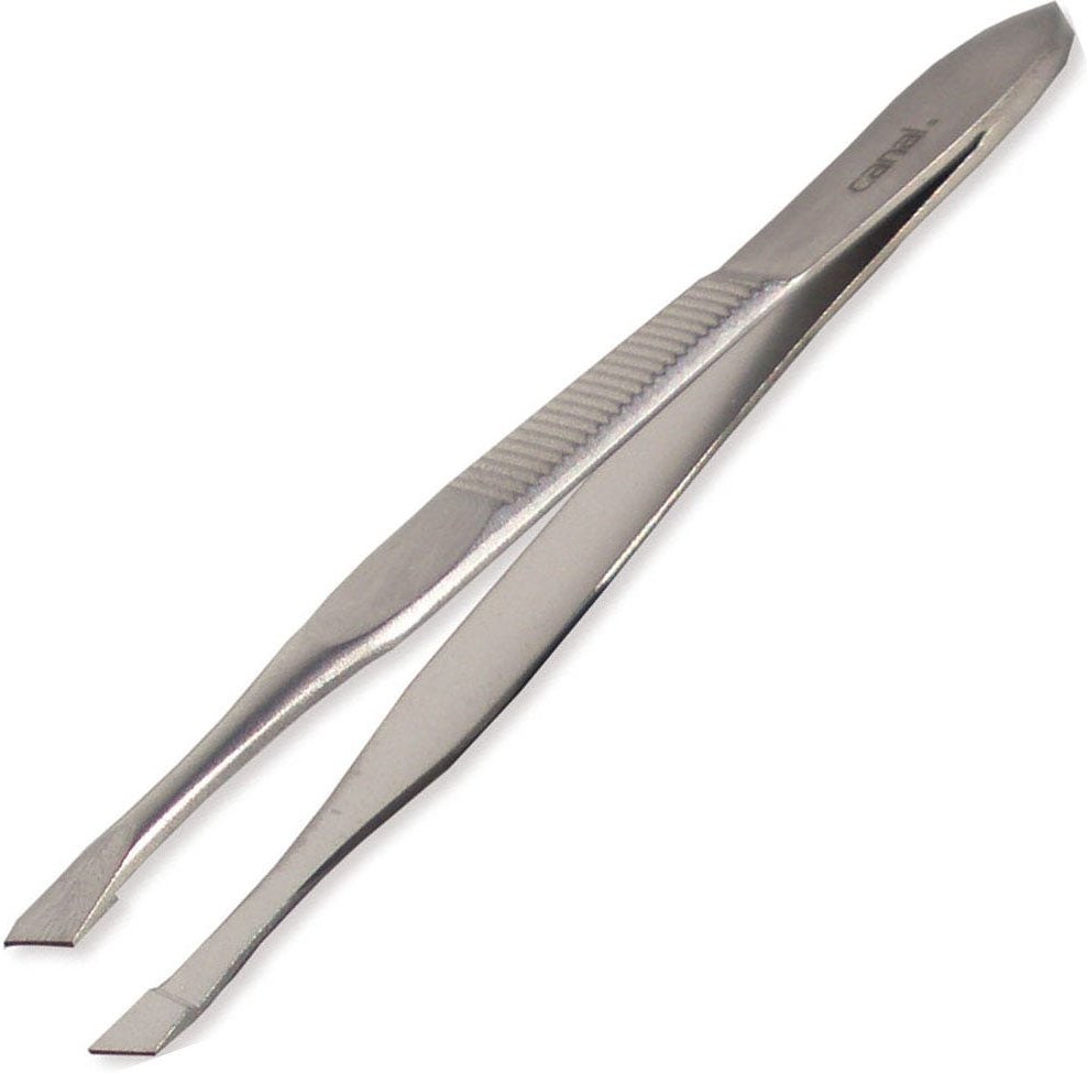 Canal Haarpinzette schräg rostfrei 80 mm