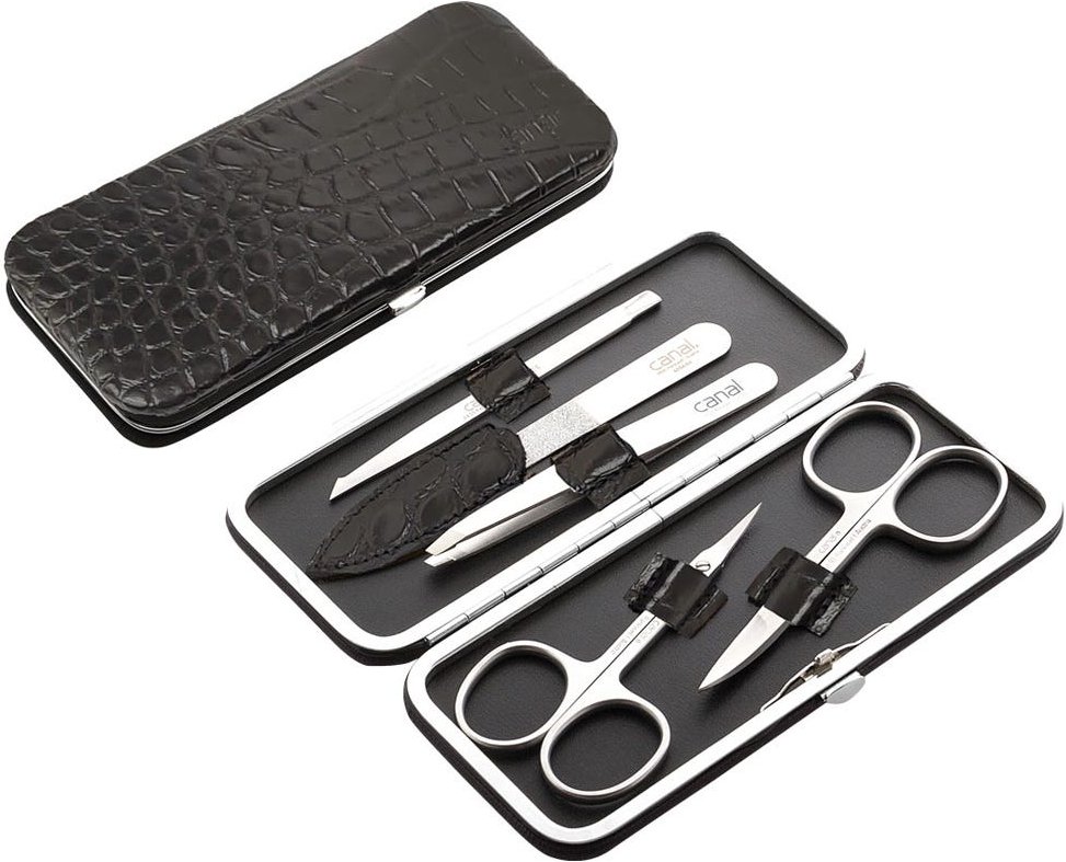 Canal Bügeletui aus Leder 5-teilig Schwarz