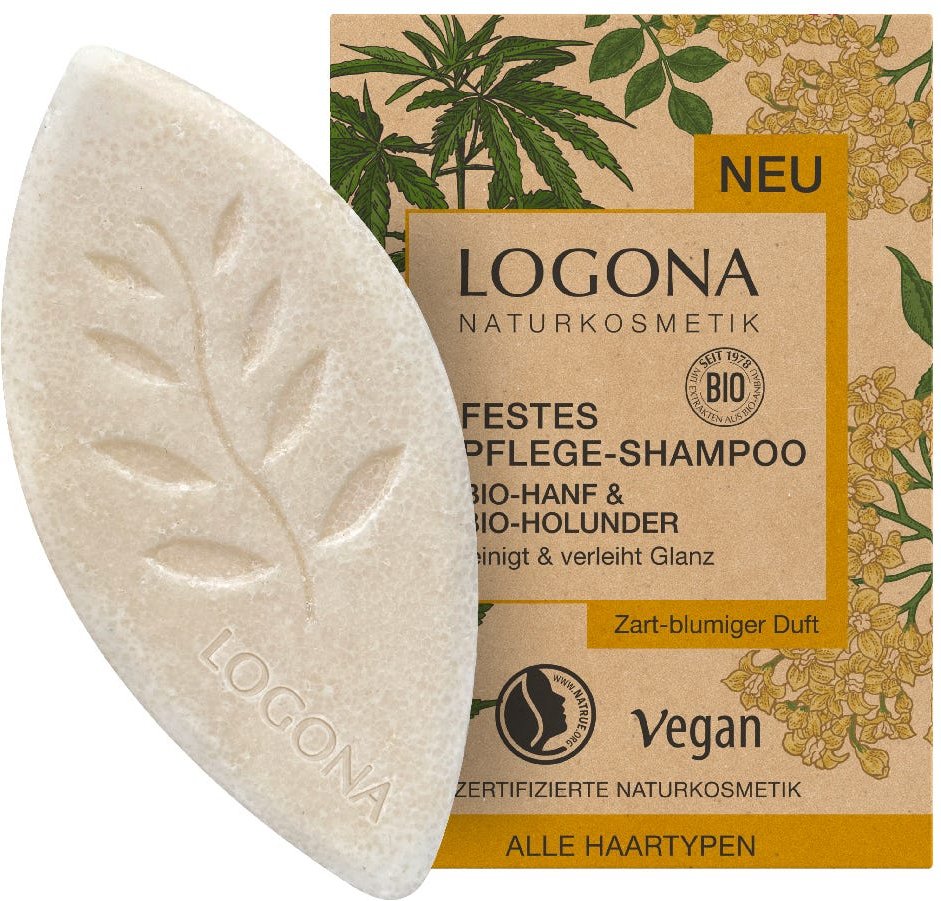 LOGONA Festes Pflege Shampoo Bio-Hanf & Bio-Holunder 60 g
