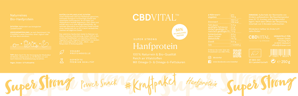 CBD VITAL Hanfprotein Super Strong 250 g