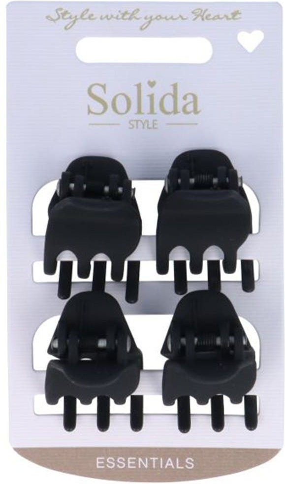 Solida Haarklammer schwarz matt klein 4 Stück