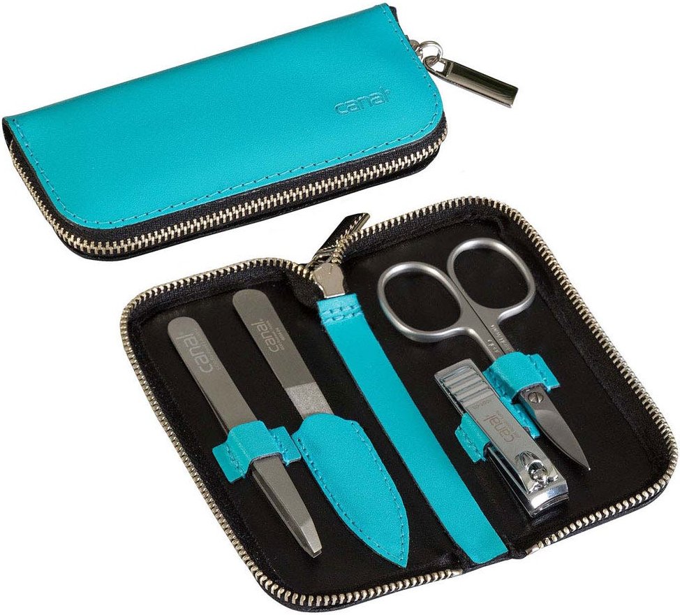 Canal RV-Etui aus Spaltleder türkis, 4-teilig