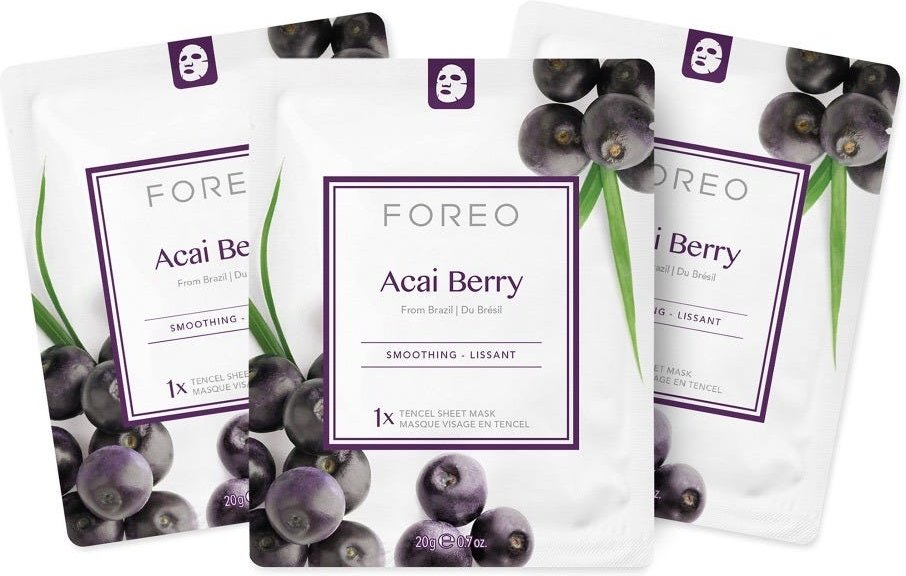 FOREO Sweden Farm To Face Collection Sheet Mask Acai Berry 3 Stück