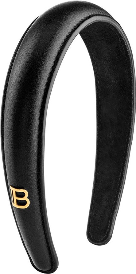 Balmain Hair Couture Black Leather Puffed Headband