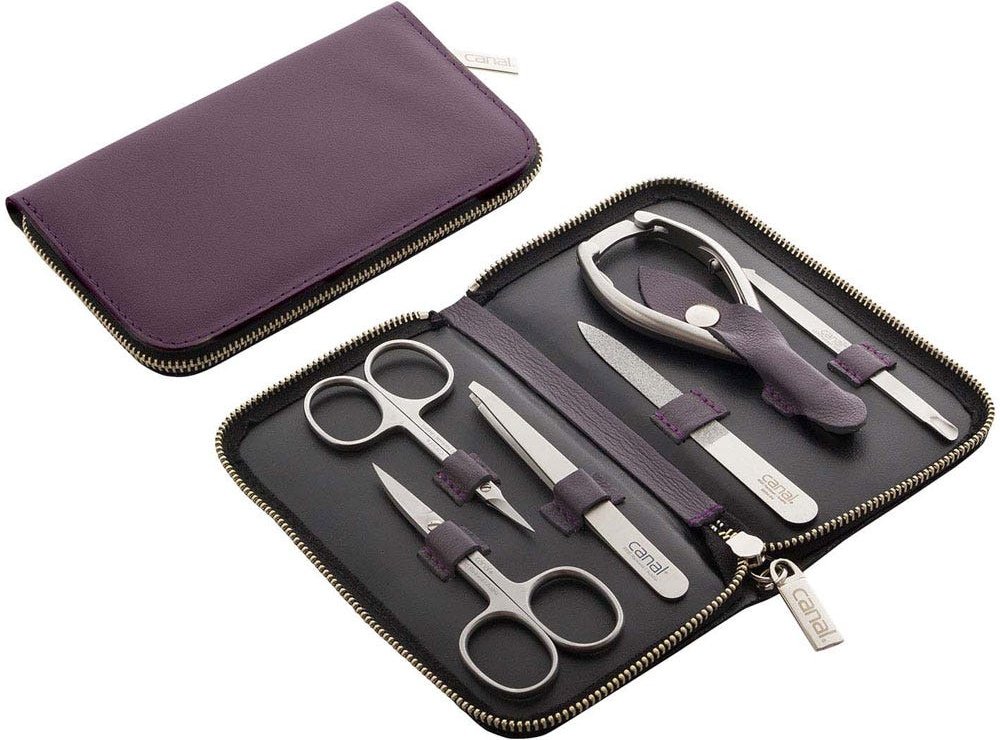 Canal RV-Etui aus Nappaleder violett, 6-teilig