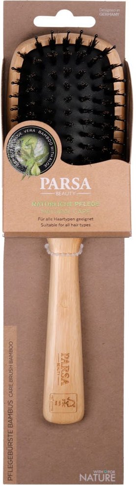 PARSA Beauty Profi FSC Holz Haarbürste Paddle Groß oval mit Mischborsten
