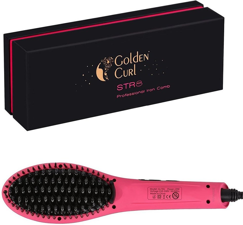 Golden Curl Str8 Haarglätter Bürste (Pink)