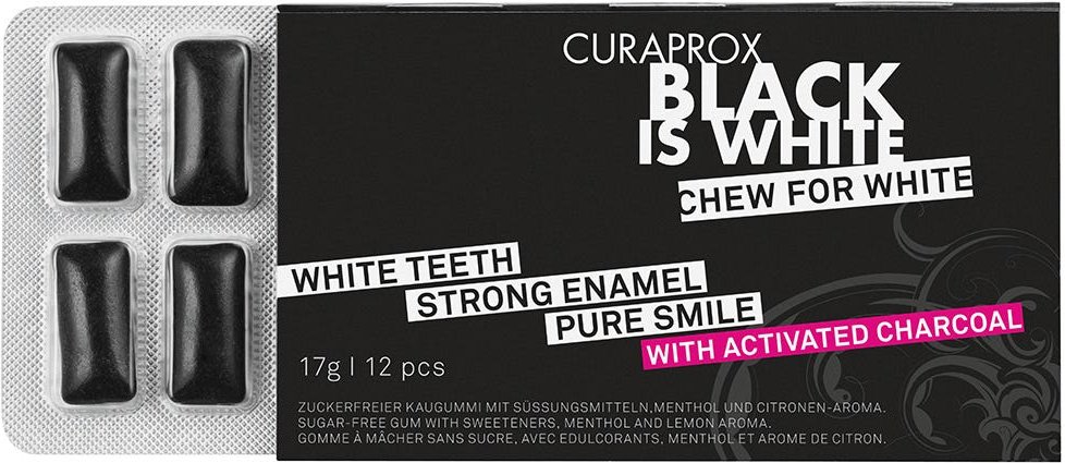 CURAPROX Black is White Kaugummi Blister mit 12 Dragees