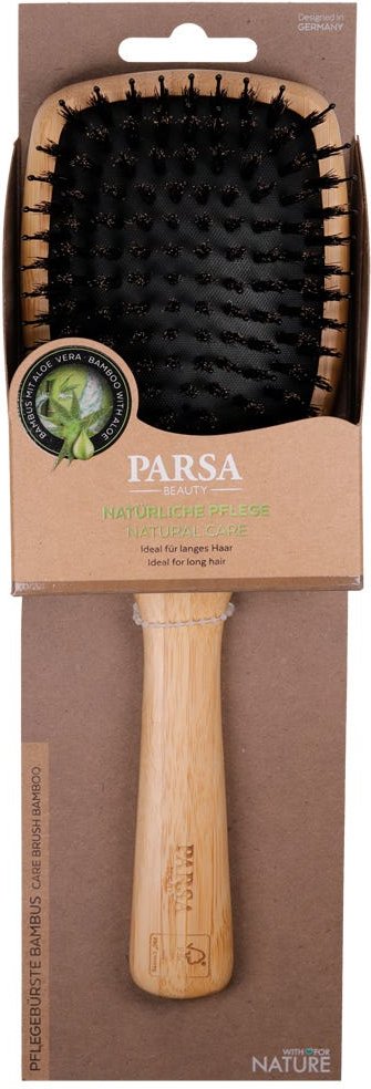 PARSA Beauty Profi FSC Holz Haarbürste Paddle Groß mit Mischborsten
