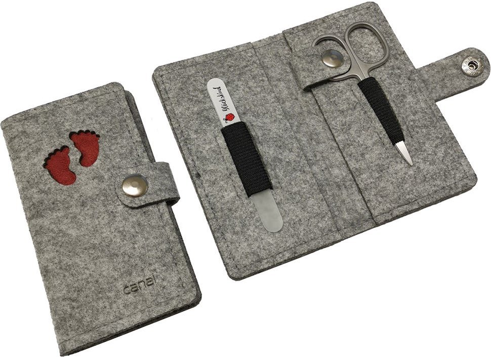 Canal Maniküre-Etui aus Filz "Baby rot" Grau 2-teilig