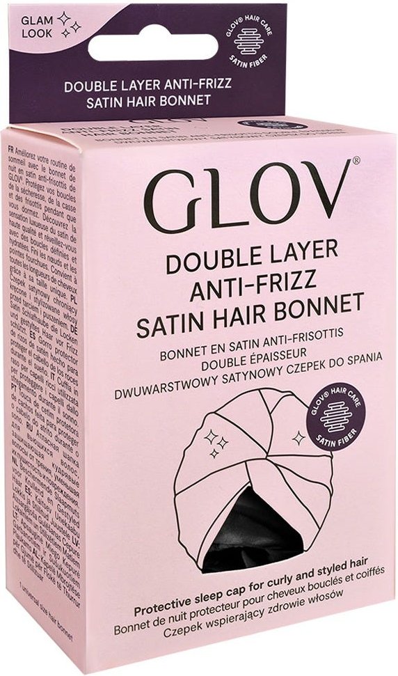 GLOV Double Layer Anti-Frizz Satin Hair Bonnet - Black