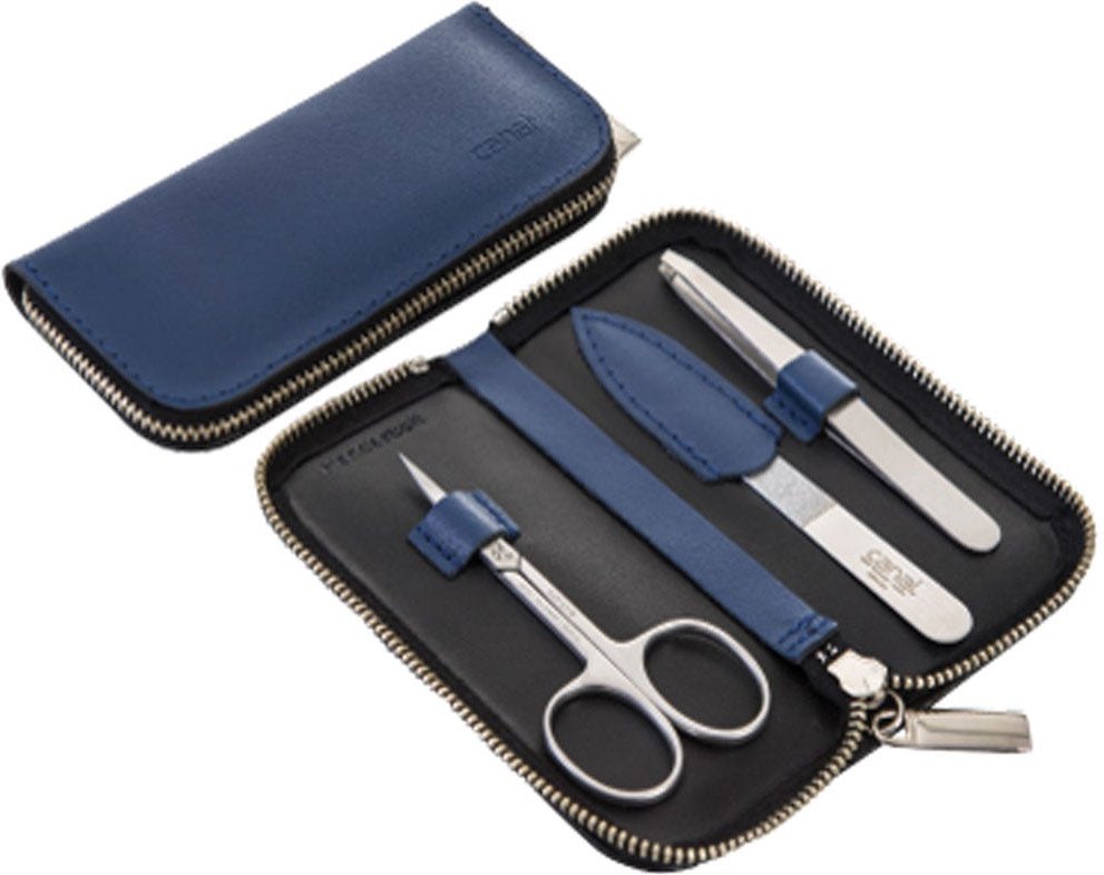 Canal RV-Etui aus Spaltleder dunkelblau, 3-teilig