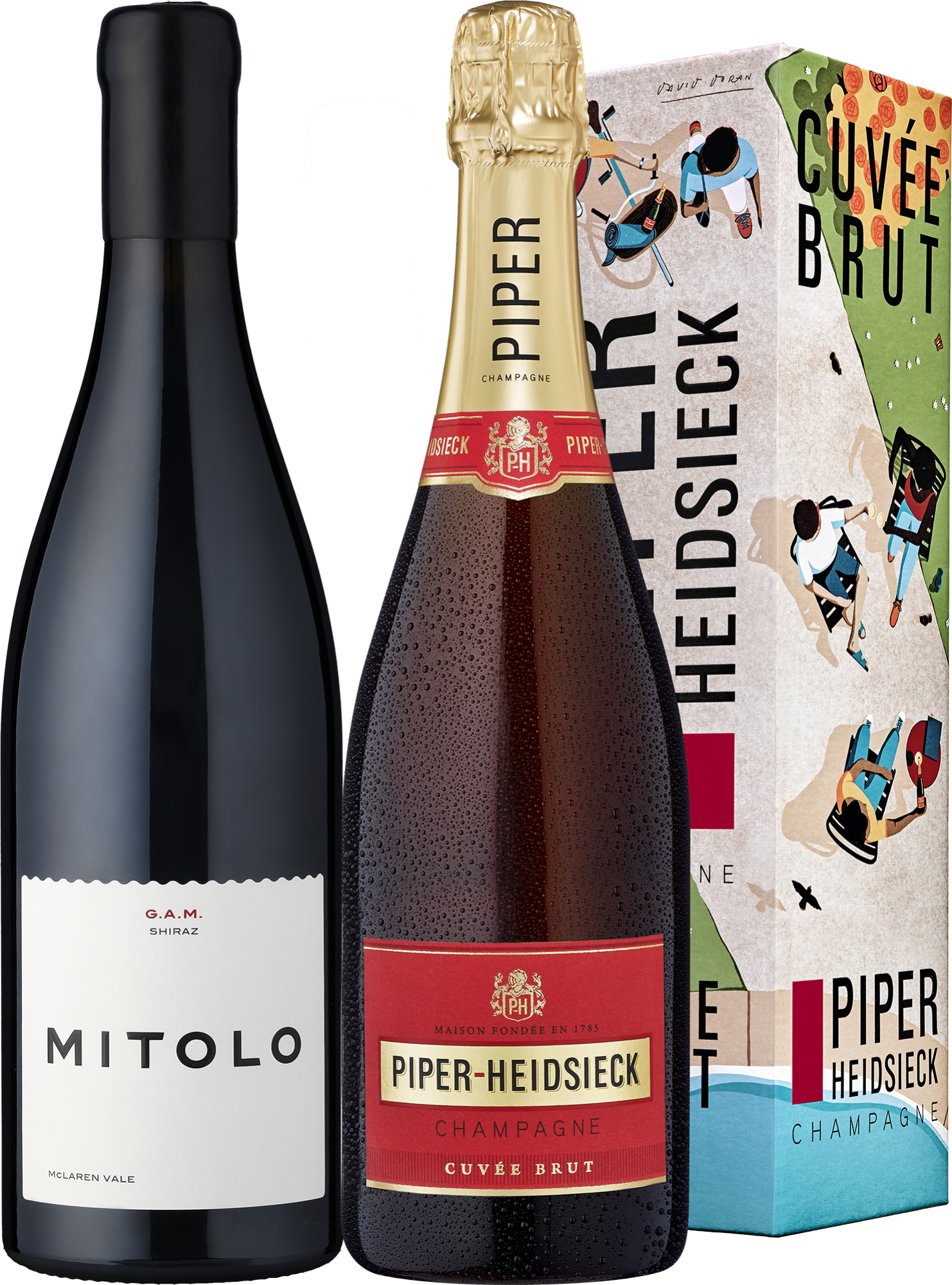 2020 Mitolo »G.A.M.« Shiraz + Piper-Heidsieck Champagner Brut in der Geschenkbox