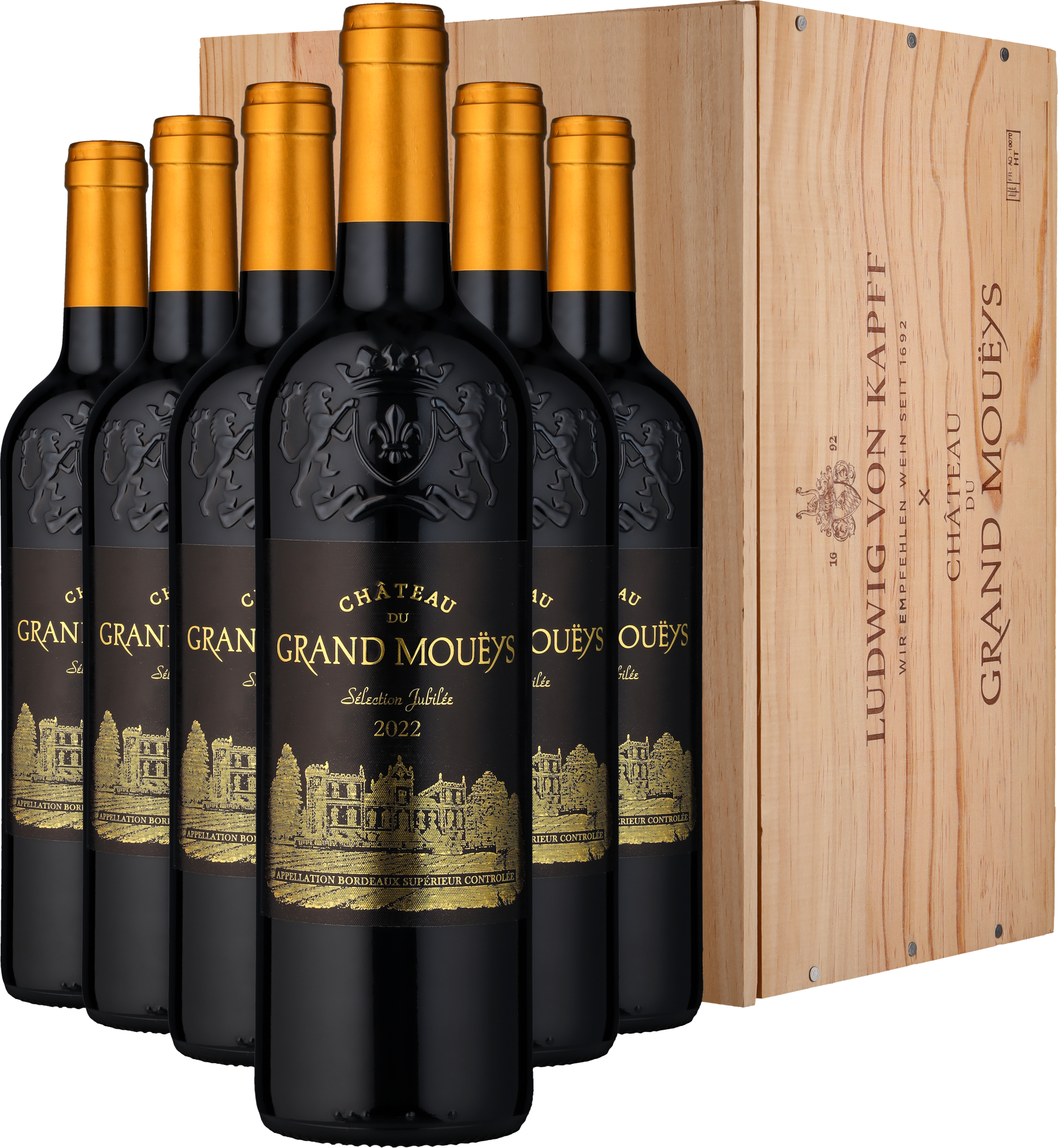 6 Flaschen 2022 Château du Grand Mouëys Sélection Jubilée - in der Holzkiste