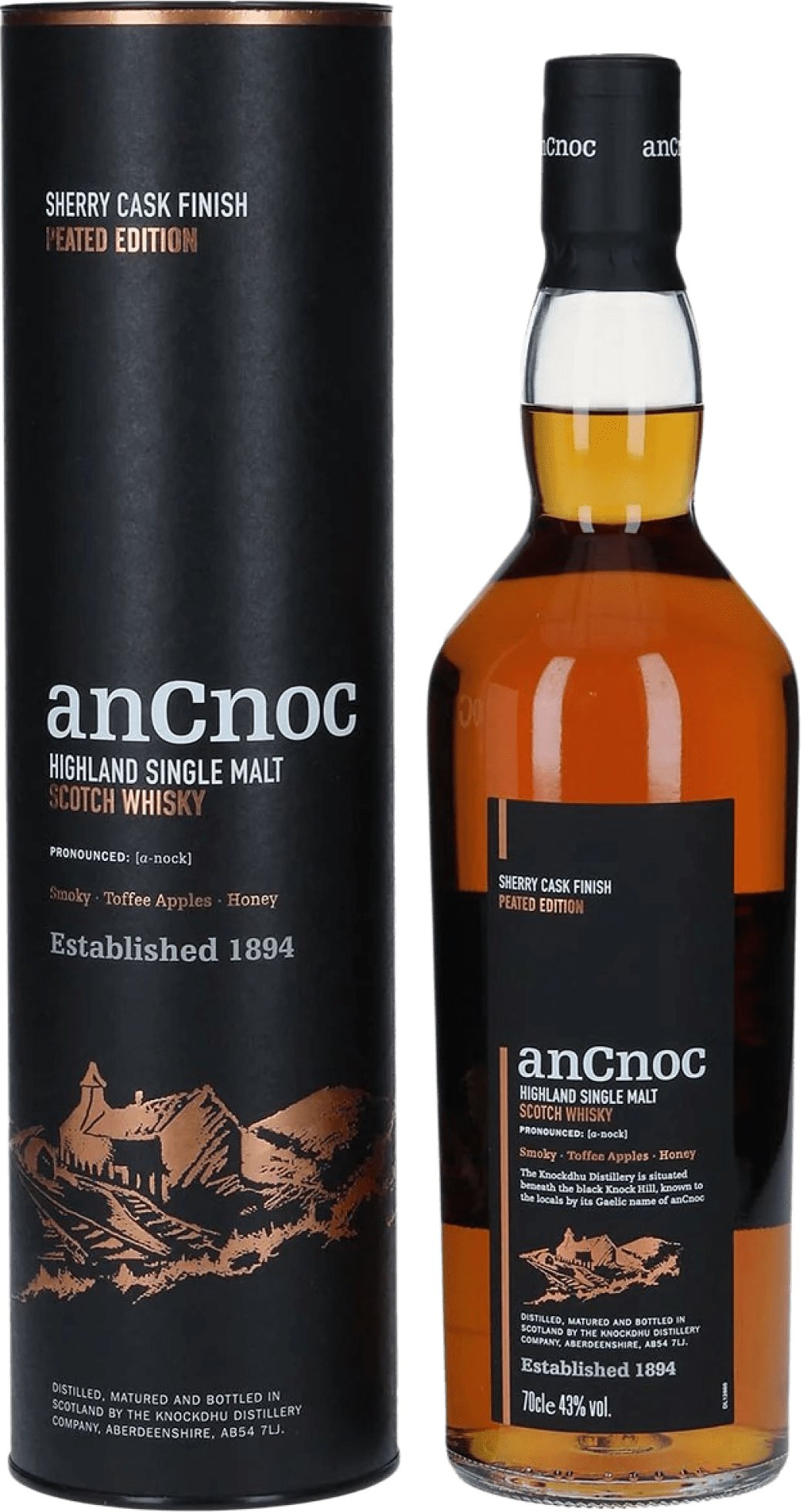 anCnoc Peated Sherry Cask Finish Single Malt Scotch Whisky
