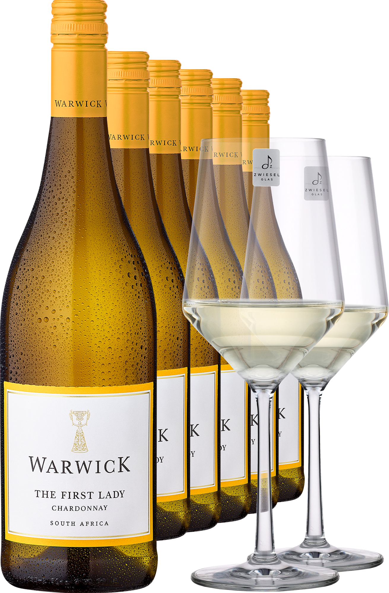 Thumbnail - 2025 Warwick Estate »The First Lady« Chardonnay im 6er-Vorratspaket inkl. 2er Zwiesel PURE Gläser-Set
