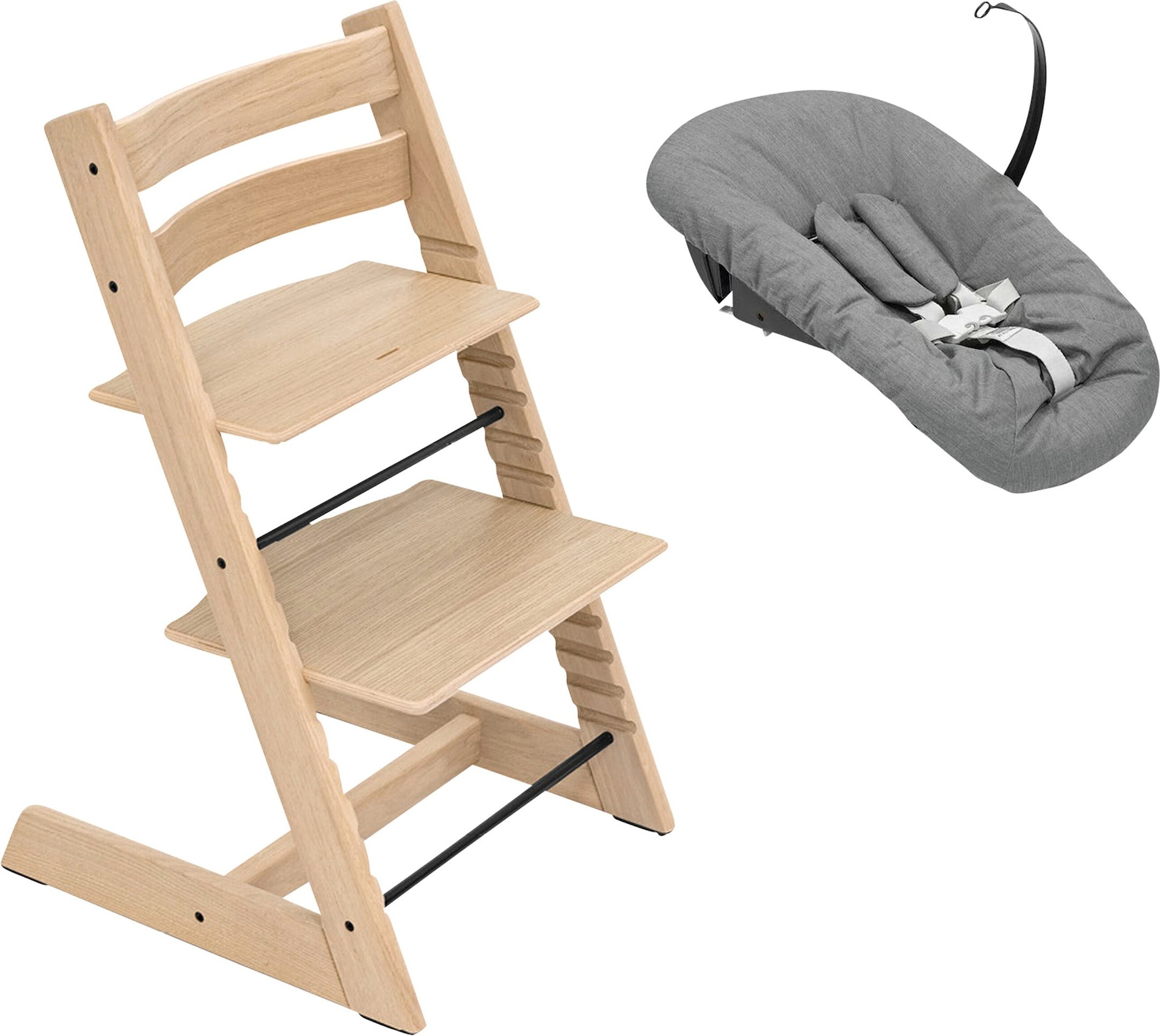 Thumbnail - Stokke® Tripp Trapp® Bundle Treppenhochstuhl Eiche inkl. Newbornset deep grey