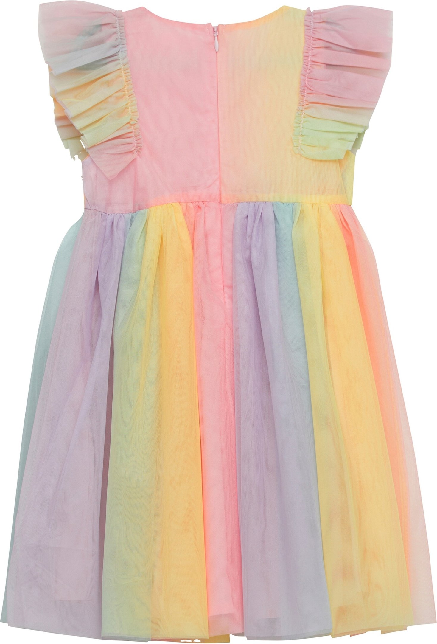 Ausgestelltes Kleid aus Mesh in Regenbogenfarben