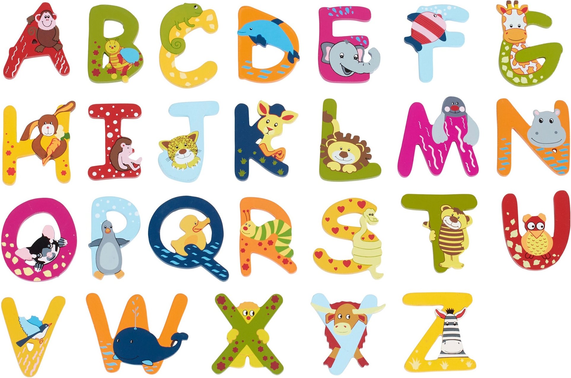 Solini Holzbuchstaben mit Tiermotiven zum Aufkleben