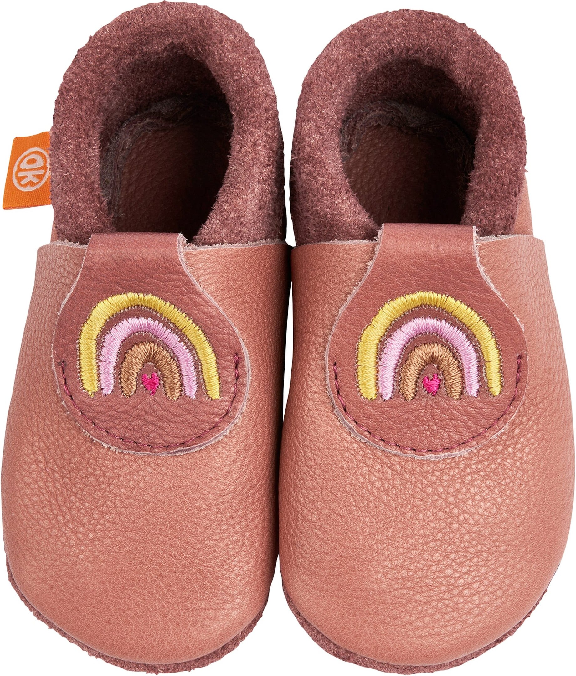 Orangenkinder Krabbel- und Hausschuhe Regenbogen