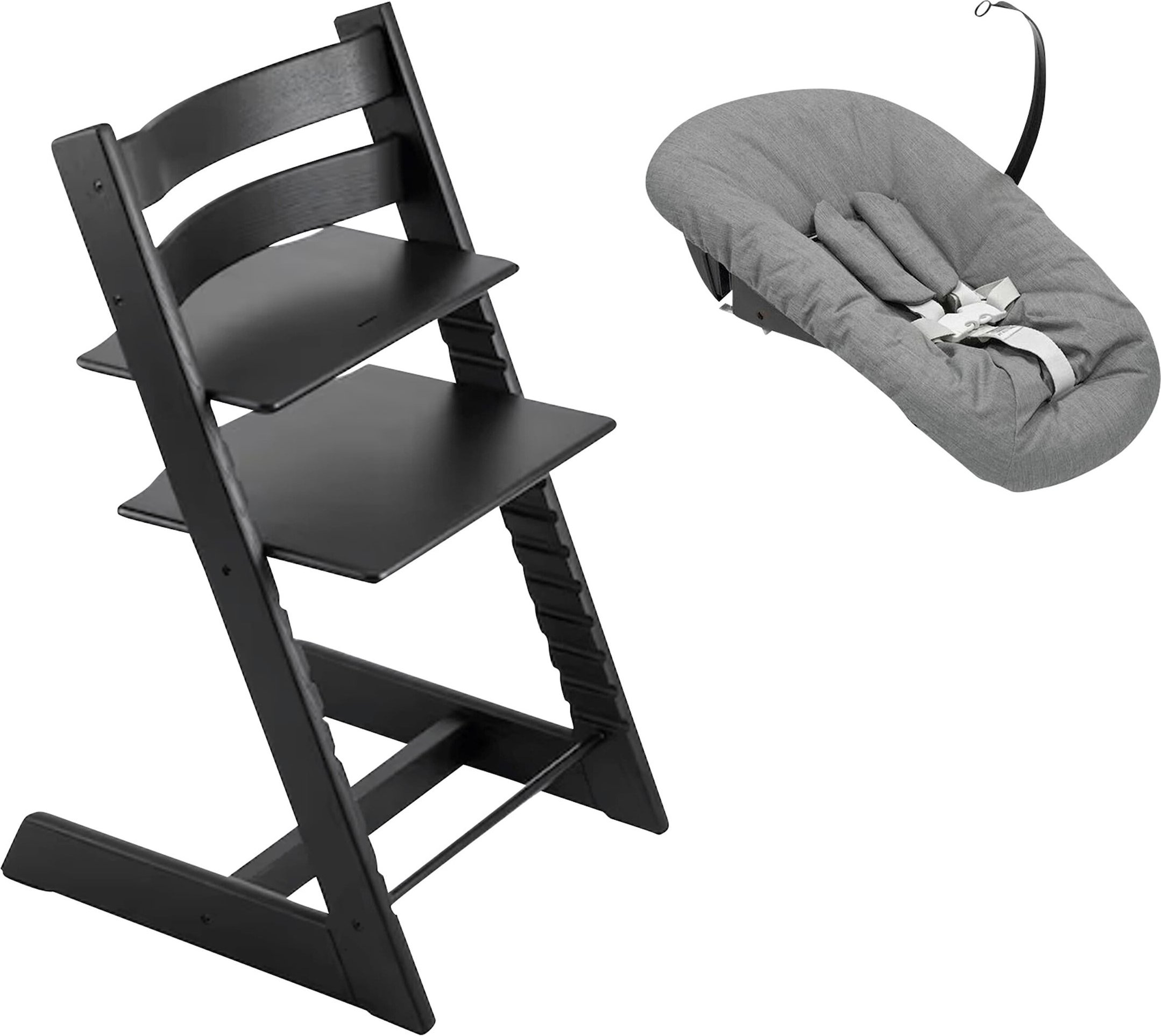 Thumbnail - Stokke® Tripp Trapp® Bundle Treppenhochstuhl Eiche inkl. Newbornset deep grey