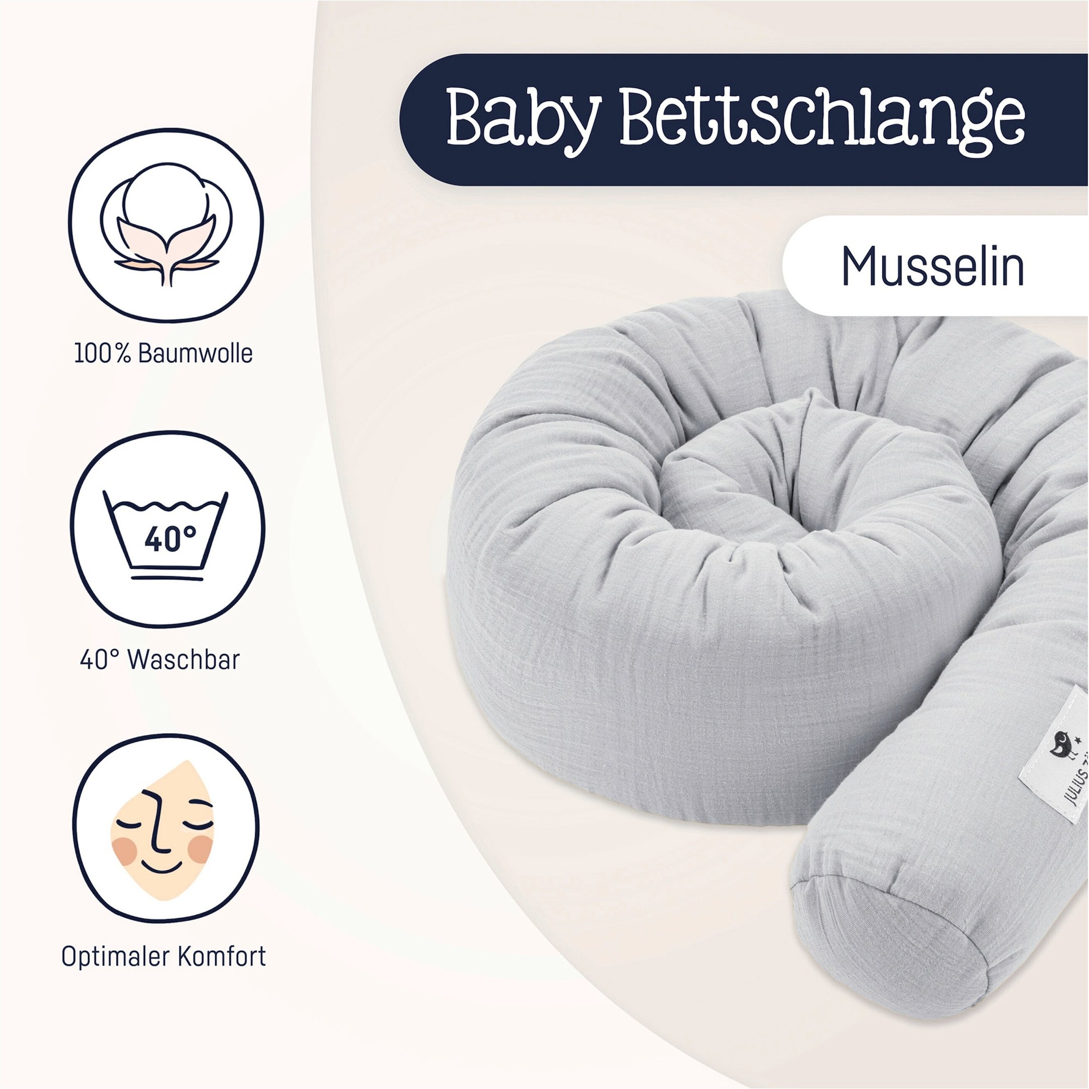 Thumbnail - Julius Zöllner Bettschlange Musselin 180 cm