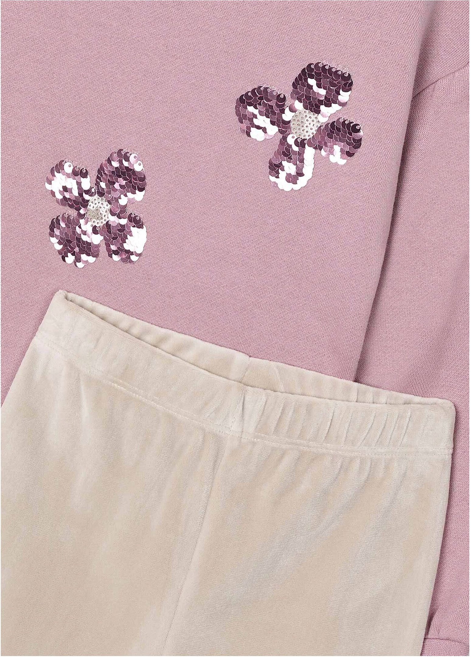 Mayoral 2-tlg. Set Sweatshirt und Samt-Leggings Wendepailletten-Blumen