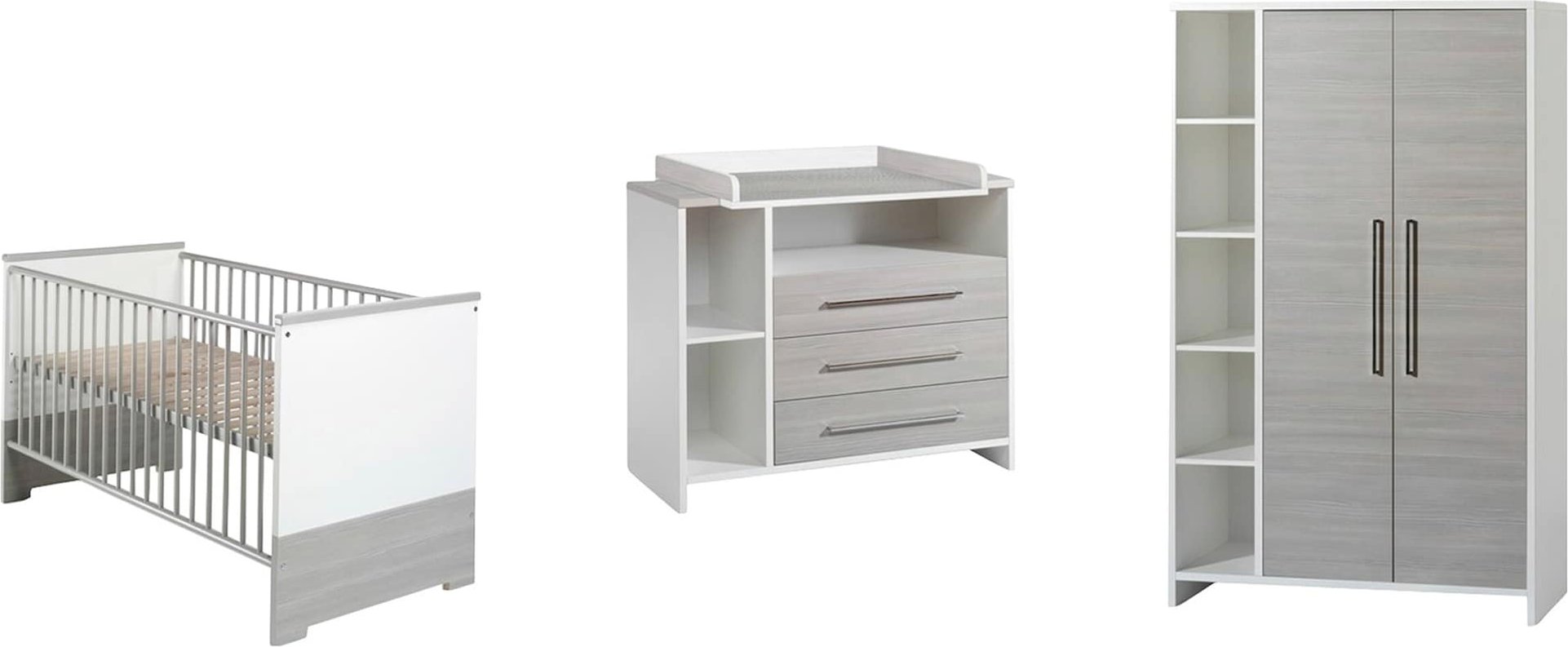 Thumbnail - Schardt 3-tlg. Babyzimmer Eco Silber mit 2-türigem Kleiderschrank