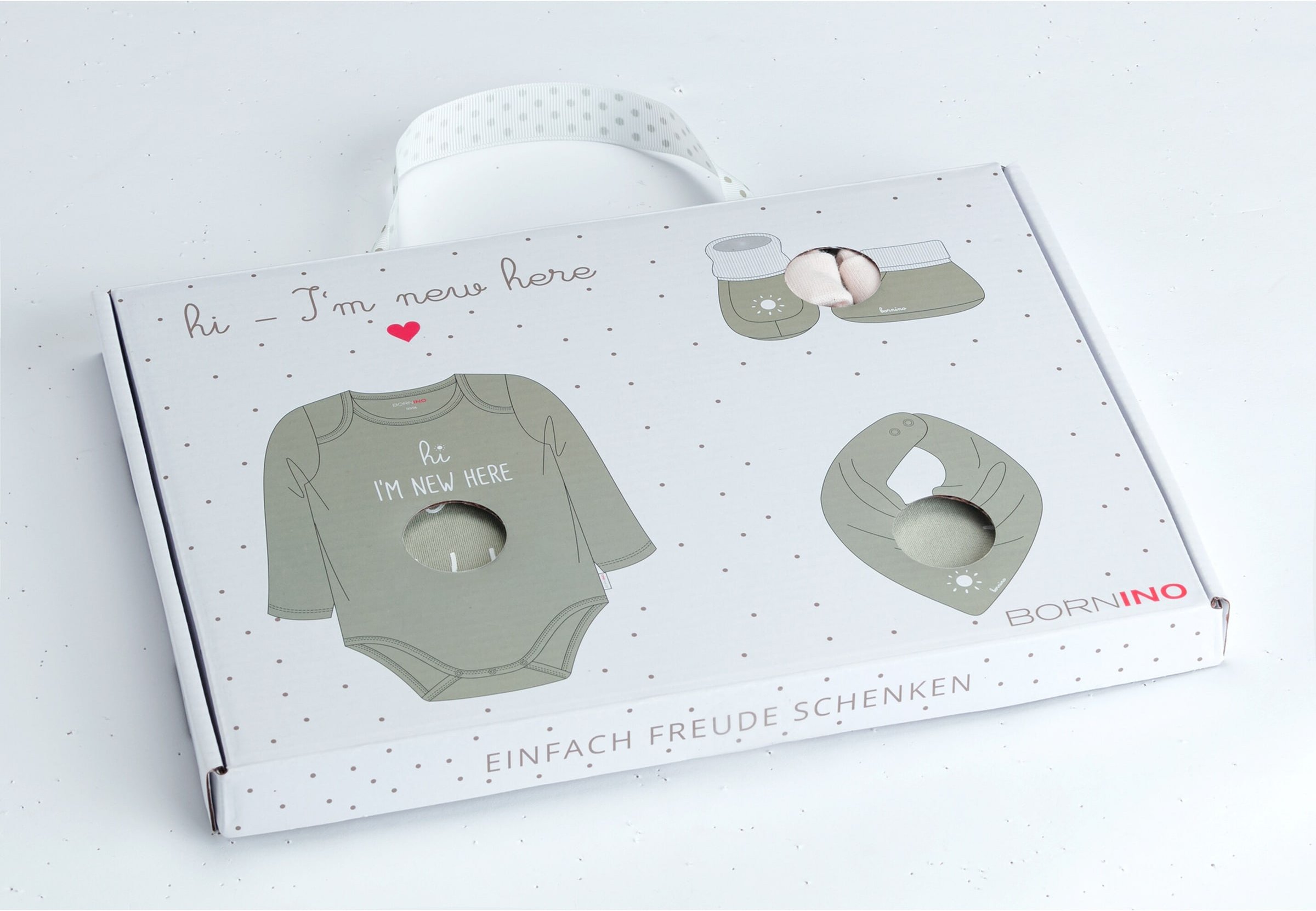 Bornino Lieblinge 3-tlg. Geschenkset Body langarm, Schühchen und Dreieckstuch