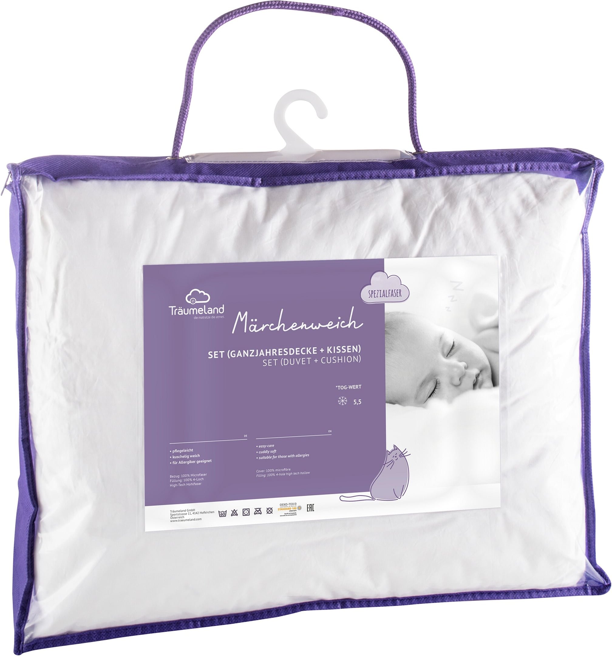 Träumeland 2-tlg. Steppbett-Set Märchenweich 40x60 / 100x135 cm 5.5 TOG