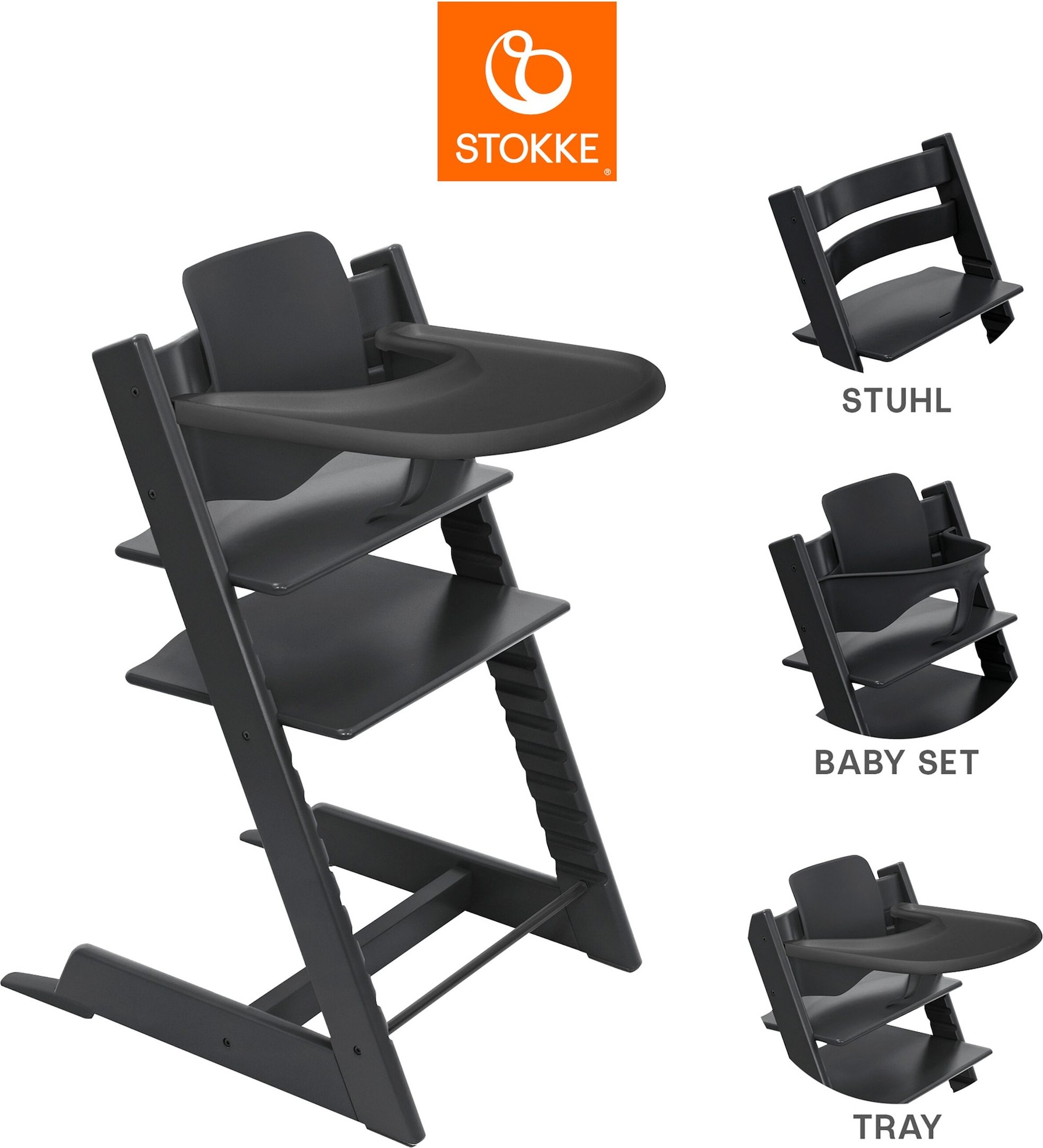 Stokke® Tripp Trapp® Bundle Treppenhochstuhl inkl. Babyset und Tray