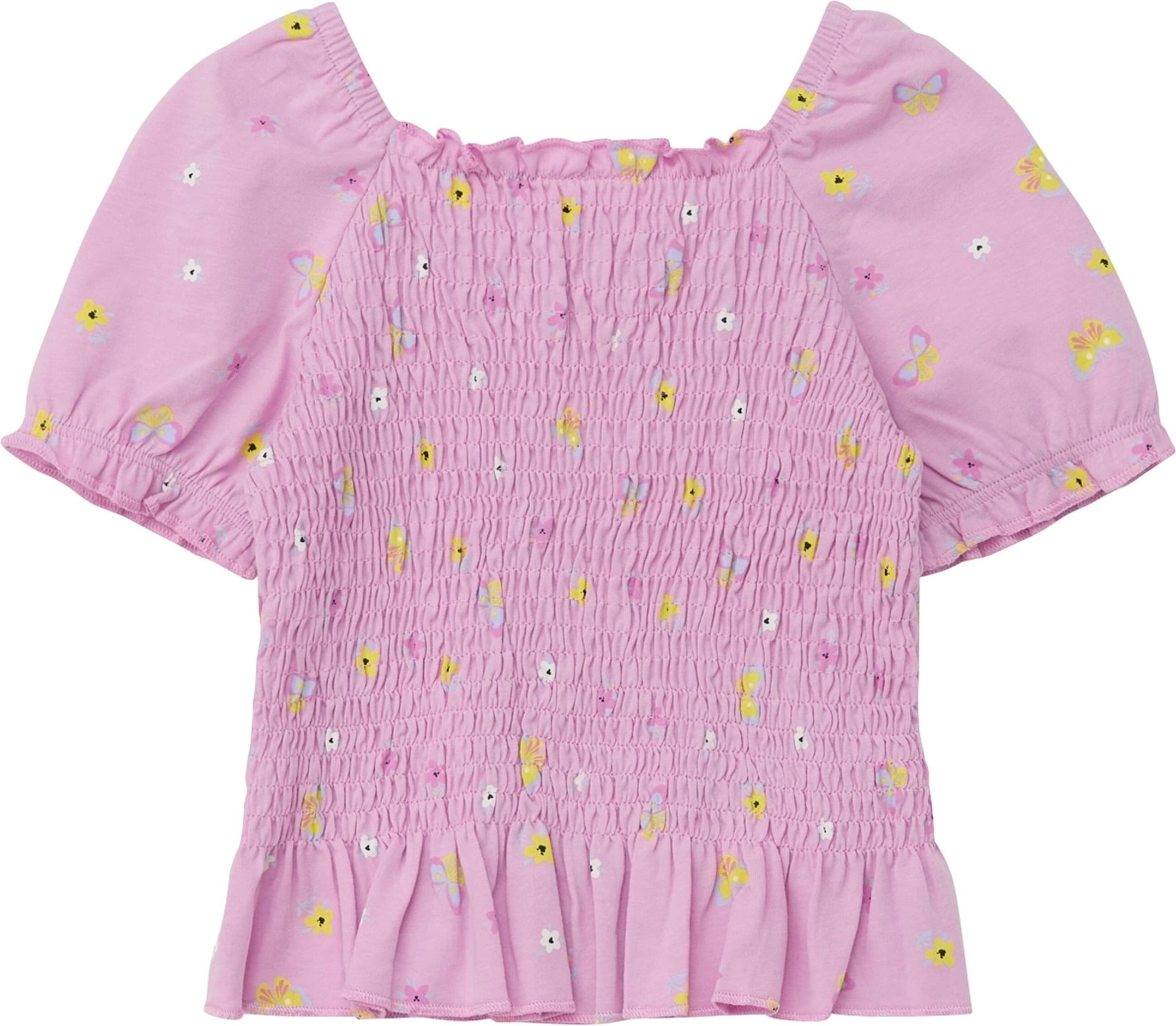 S.Oliver T-Shirt Blumen Schmetterlinge gesmokt