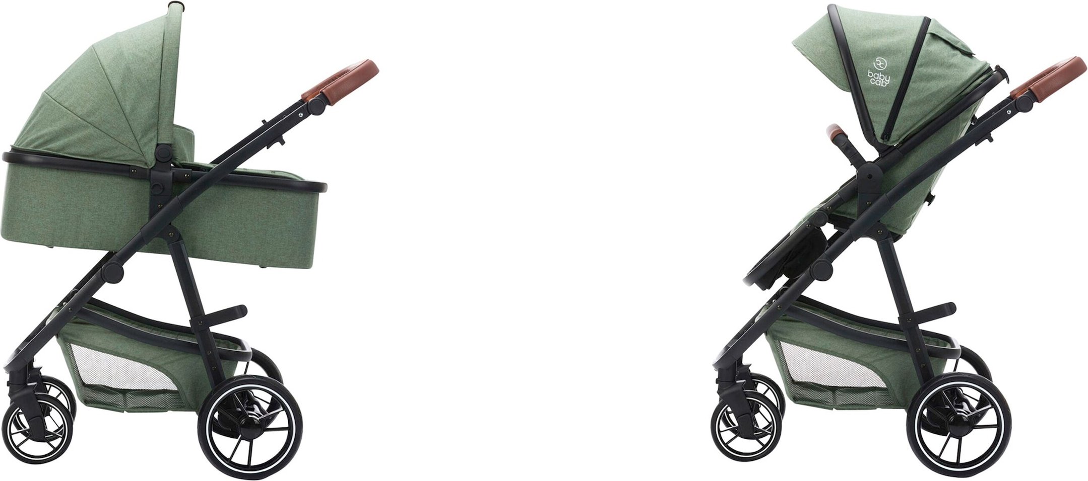 Babycab Kombikinderwagen Stockholm Trio-Set (2024) inkl. i-Size Babyschale und Wickeltasche gruen