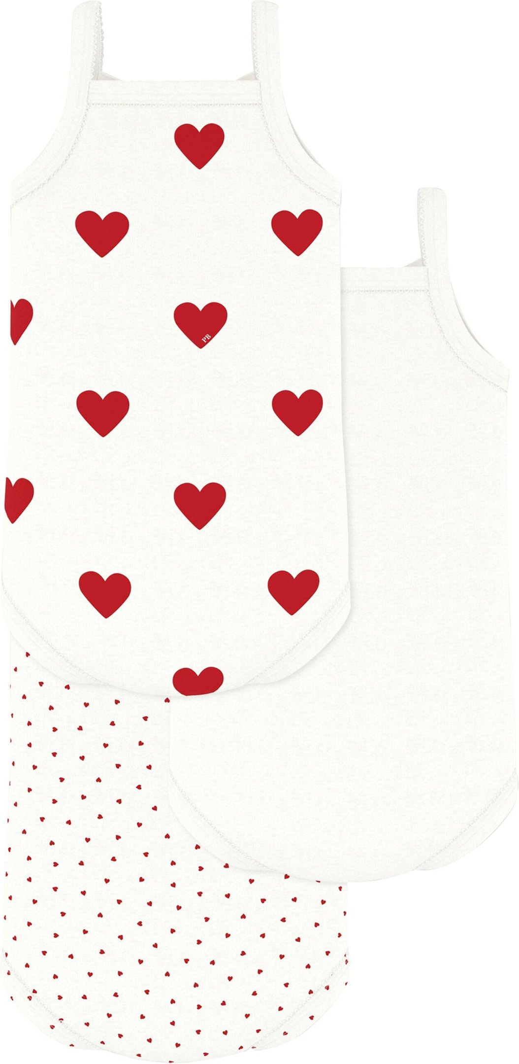 Petit Bateau 3er-Pack Bodys ohne Arm Herzen