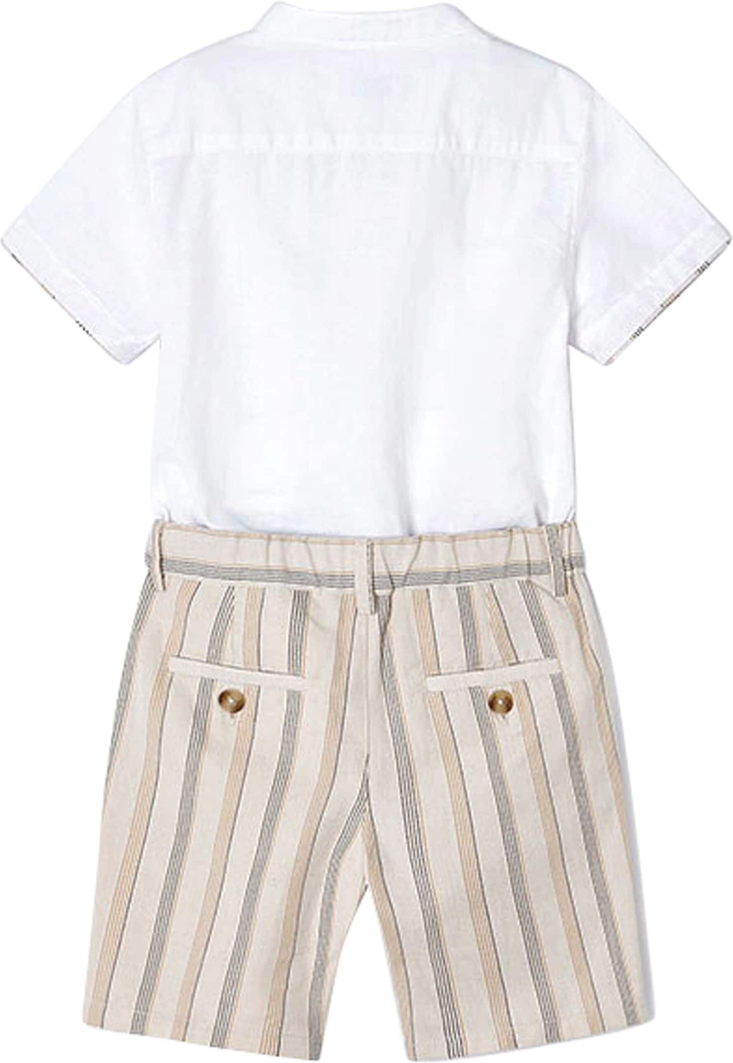 Mayoral 2-tlg. Set Hemd kurzarm und Shorts Ringel Leinenanteil
