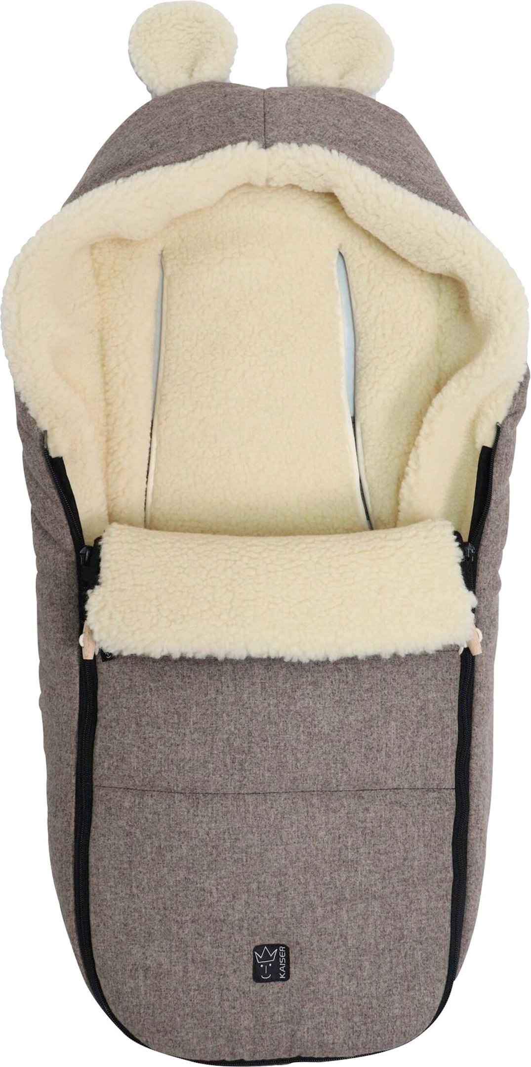 Kaiser Winterfußsack HOODY MAUS WOOL für Babyschalen braun