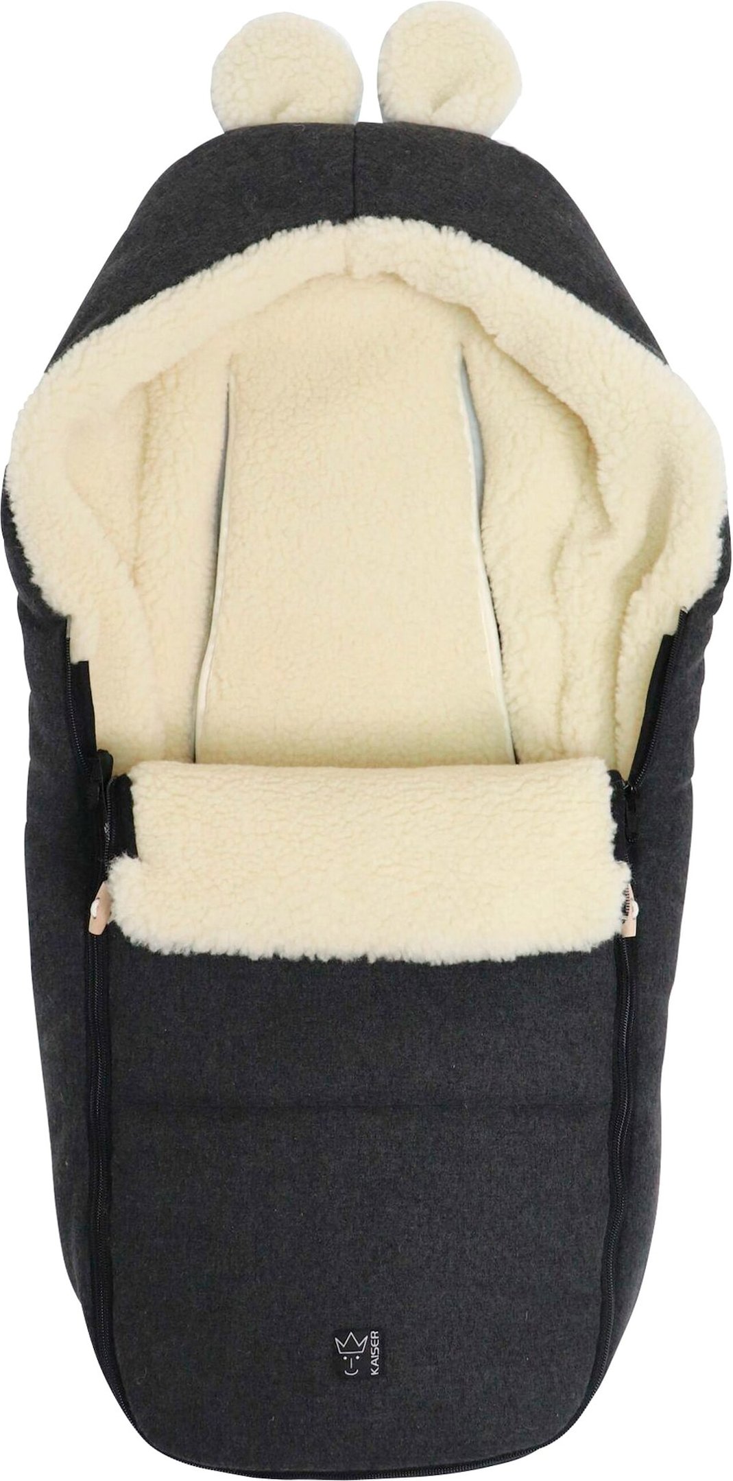 Kaiser Winterfußsack HOODY MAUS WOOL für Babyschalen grau