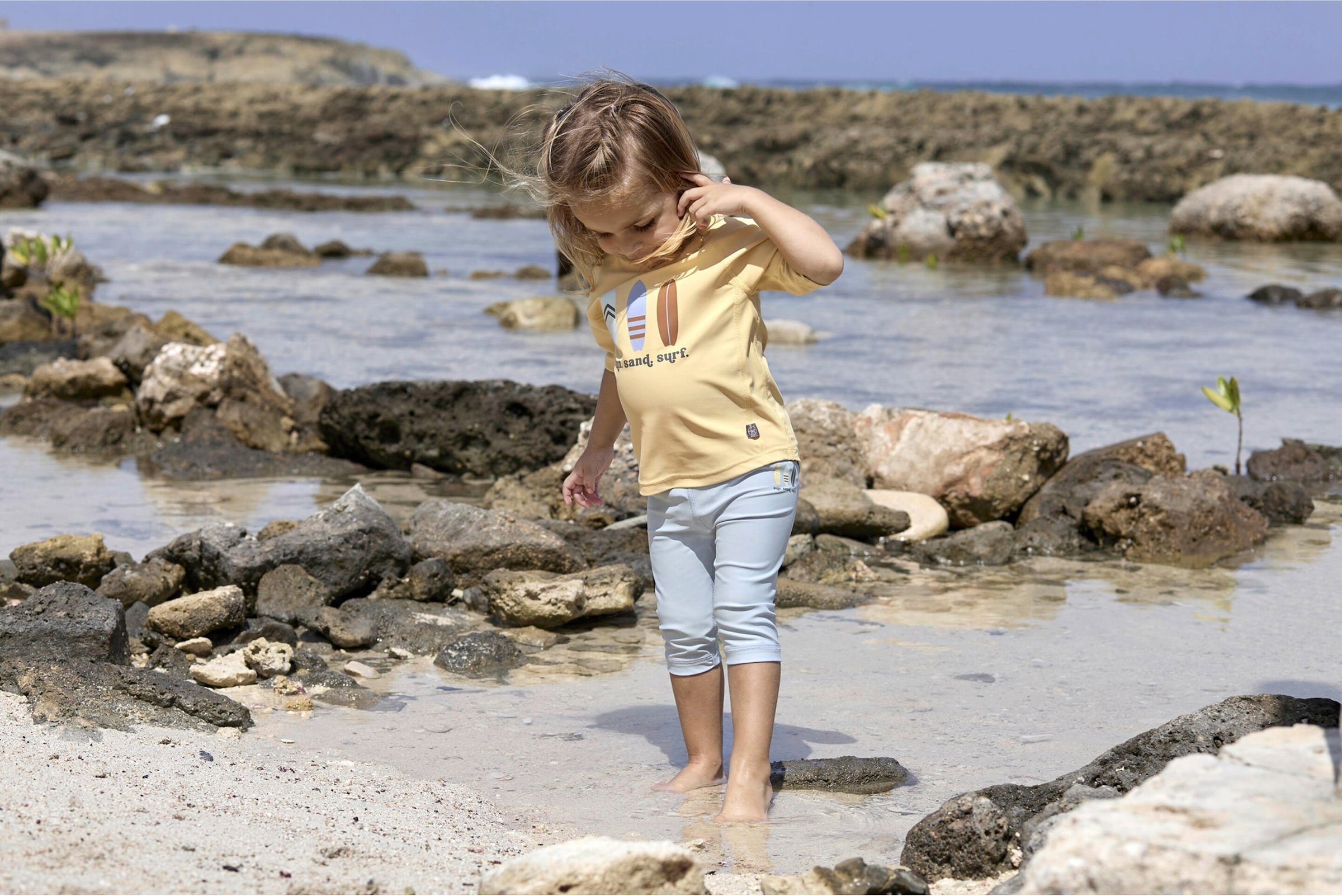 Lässig Capri-Schwimmleggings mit Windeleinsatz und UV-Schutz