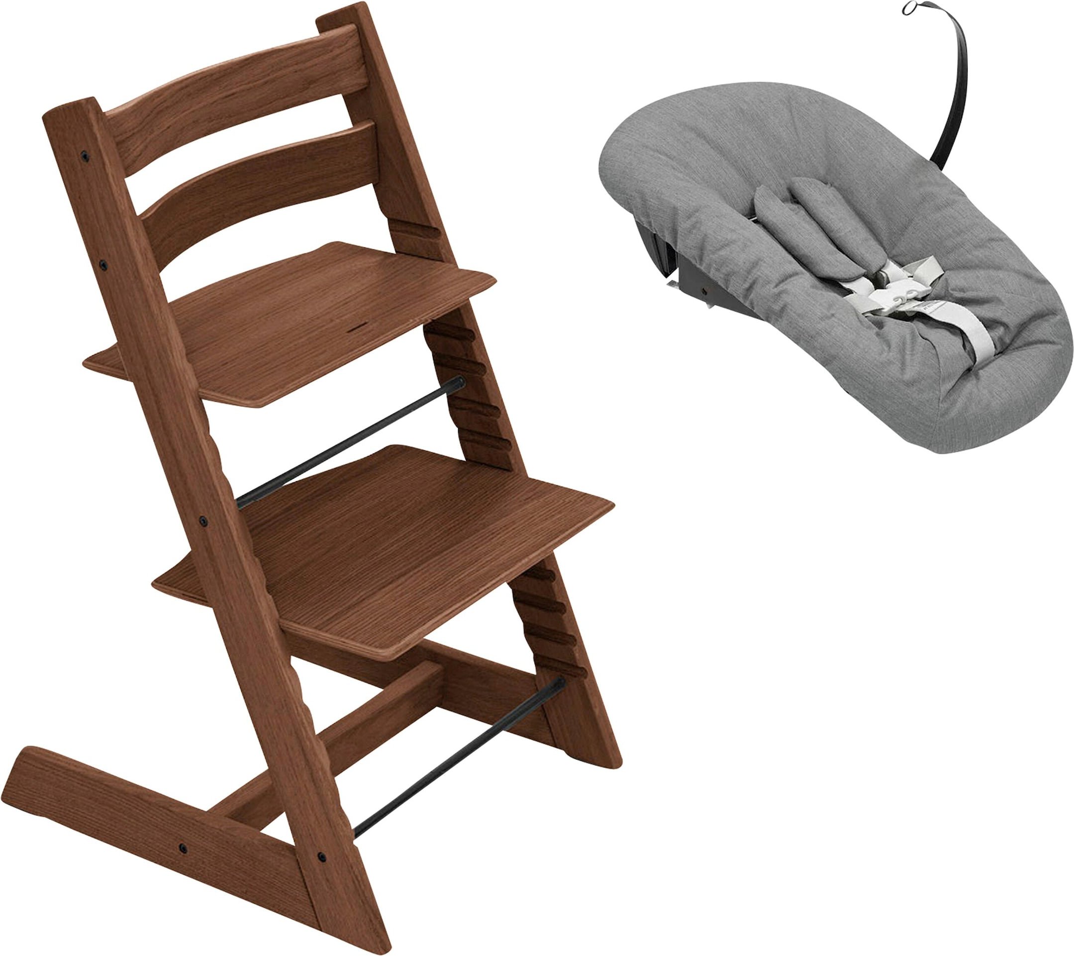 Thumbnail - Stokke® Tripp Trapp® Bundle Treppenhochstuhl Eiche inkl. Newbornset Deep Grey