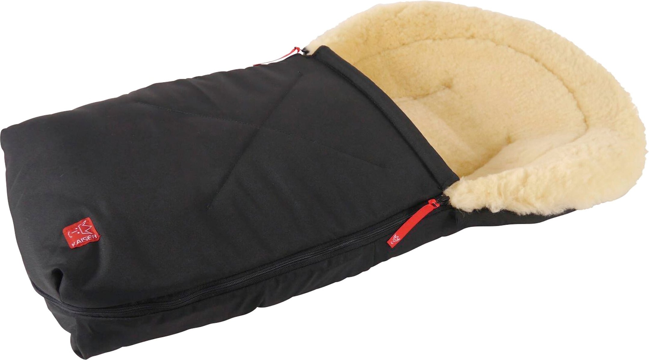 Kaiser Lammfell-Fußsack Emma für Babyschale, Tragewanne schwarz