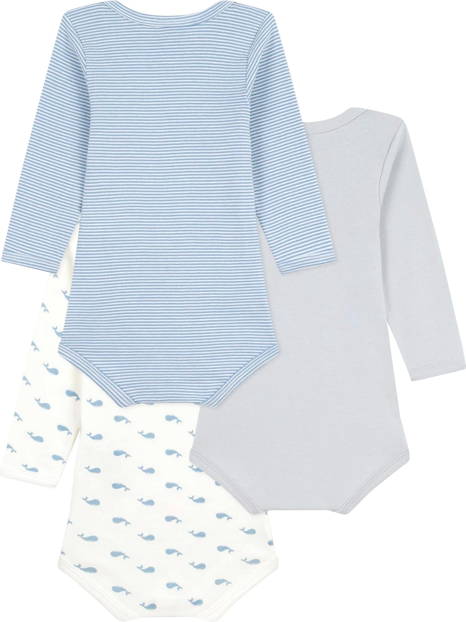 Petit Bateau 3er-Pack Bodys langarm Wale Ringel